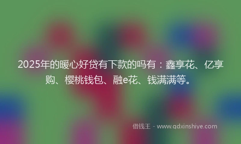 2025年的暖心好贷有下款的吗有：鑫享花、亿享购、樱桃钱包、融e花、钱满满等。