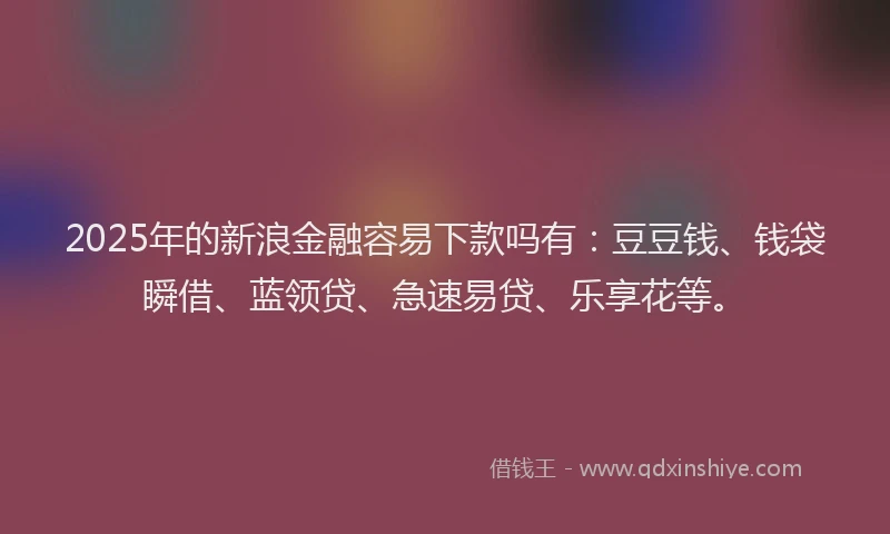 2025年的新浪金融容易下款吗有：豆豆钱、钱袋瞬借、蓝领贷、急速易贷、乐享花等。