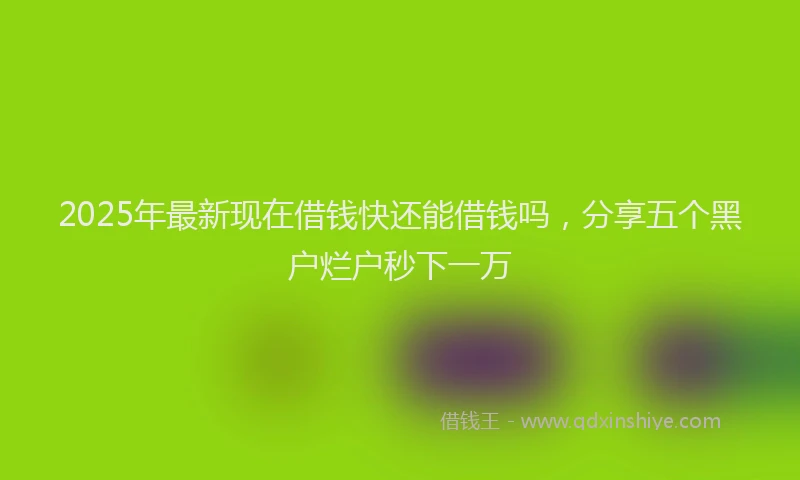 2025年最新现在借钱快还能借钱吗，分享五个黑户烂户秒下一万