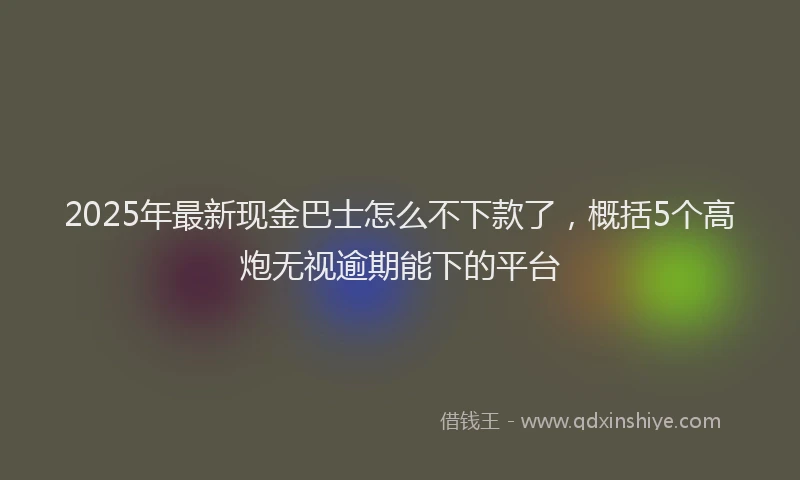 2025年最新现金巴士怎么不下款了，概括5个高炮无视逾期能下的平台