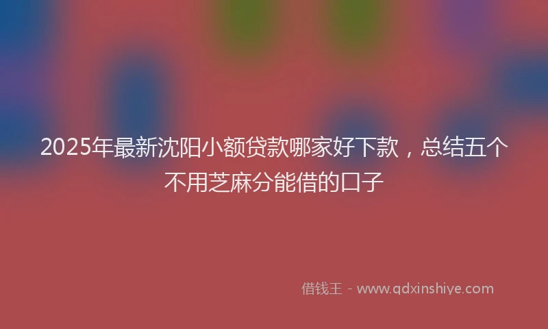 2025年最新沈阳小额贷款哪家好下款，总结五个不用芝麻分能借的口子