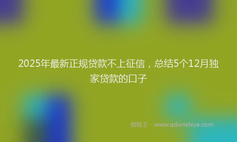 2025年最新正规贷款不上征信，总结5个12月独家贷款的口子