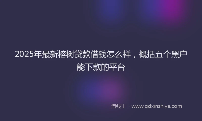2025年最新榕树贷款借钱怎么样，概括五个黑户能下款的平台