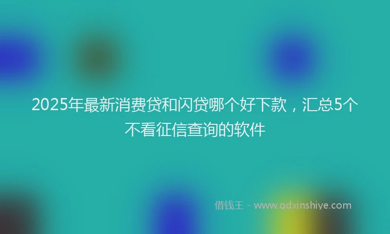 2025年最新消费贷和闪贷哪个好下款，汇总5个不看征信查询的软件