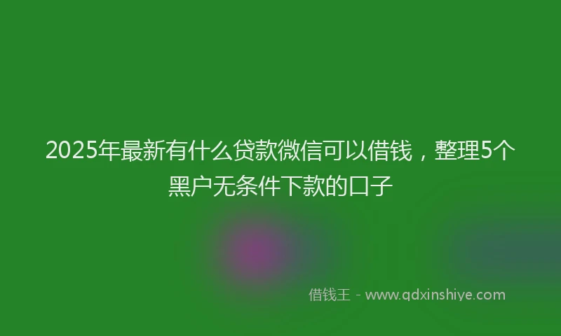 2025年最新有什么贷款微信可以借钱，整理5个黑户无条件下款的口子