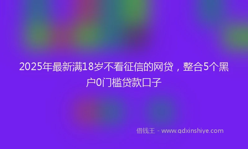2025年最新满18岁不看征信的网贷，整合5个黑户0门槛贷款口子