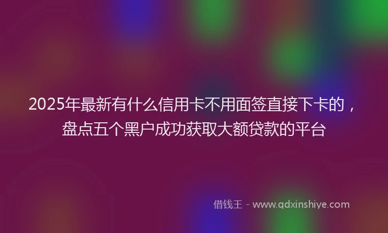 2025年最新有什么信用卡不用面签直接下卡的，盘点五个黑户成功获取大额贷款的平台