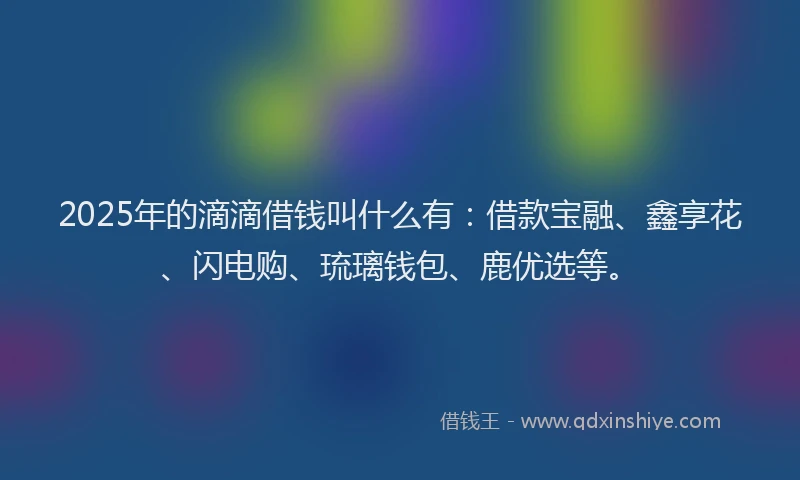 2025年的滴滴借钱叫什么有：借款宝融、鑫享花、闪电购、琉璃钱包、鹿优选等。