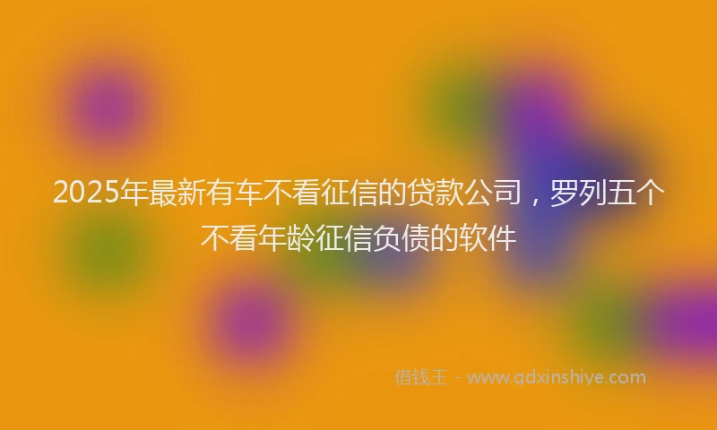 2025年最新有车不看征信的贷款公司，罗列五个不看年龄征信负债的软件