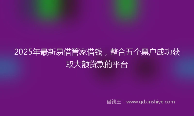 2025年最新易借管家借钱，整合五个黑户成功获取大额贷款的平台
