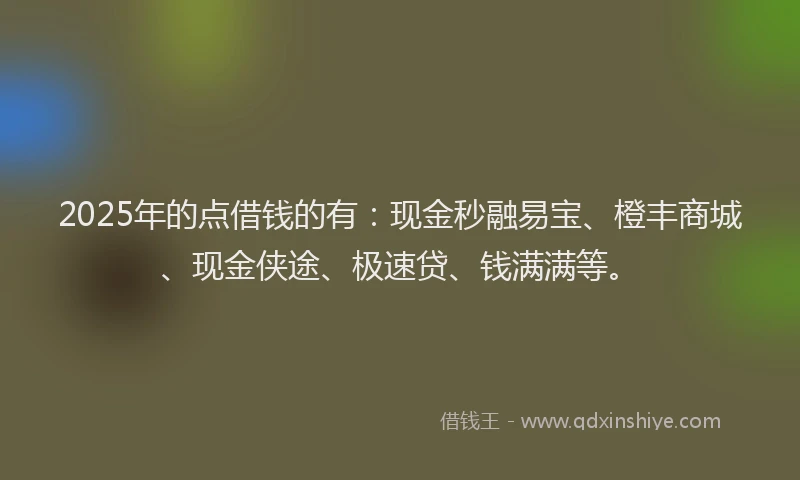 2025年的点借钱的有：现金秒融易宝、橙丰商城、现金侠途、极速贷、钱满满等。