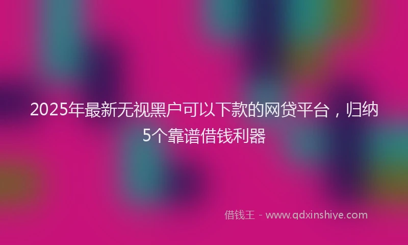 2025年最新无视黑户可以下款的网贷平台，归纳5个靠谱借钱利器