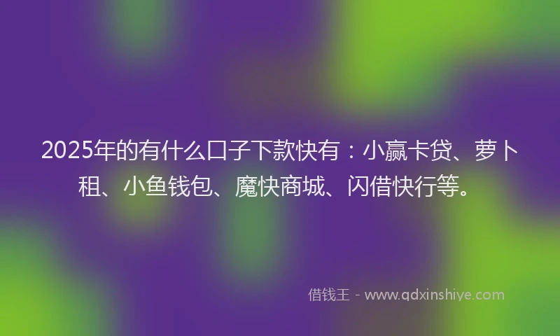2025年的有什么口子下款快有：小赢卡贷、萝卜租、小鱼钱包、魔快商城、闪借快行等。