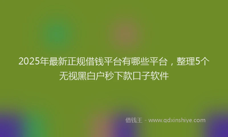2025年最新正规借钱平台有哪些平台，整理5个无视黑白户秒下款口子软件
