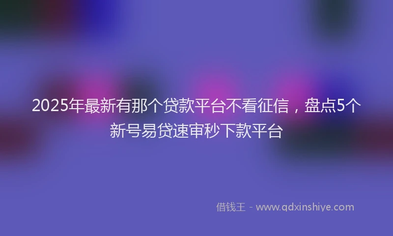 2025年最新有那个贷款平台不看征信，盘点5个新号易贷速审秒下款平台