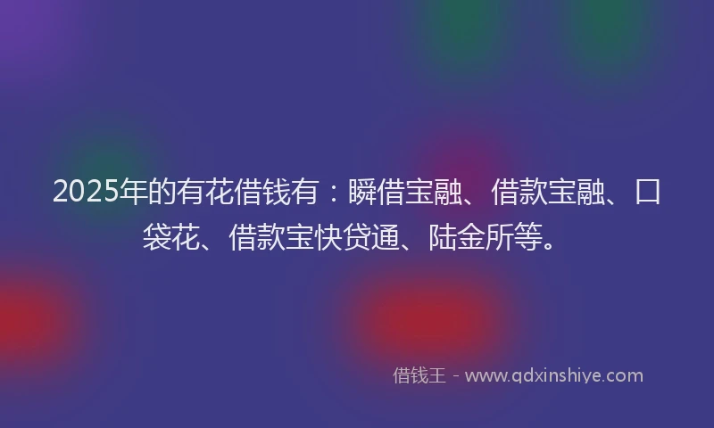 2025年的有花借钱有：瞬借宝融、借款宝融、口袋花、借款宝快贷通、陆金所等。