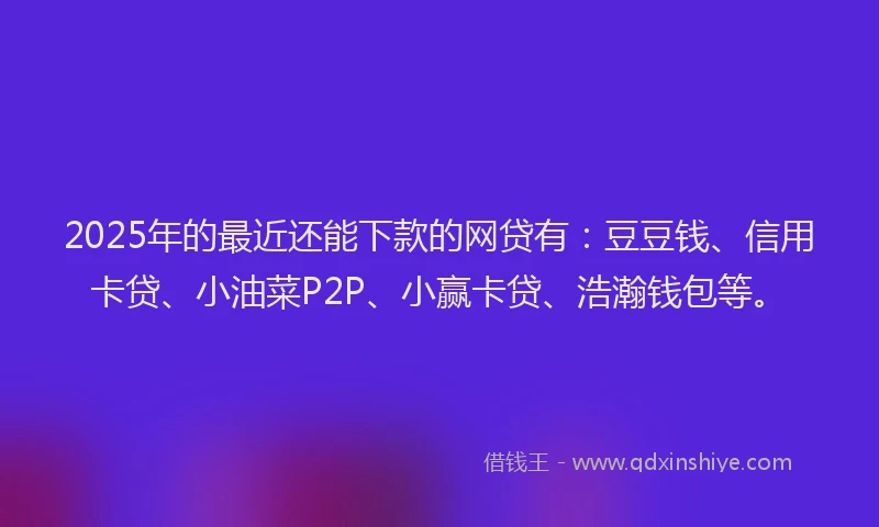 2025年的最近还能下款的网贷有：豆豆钱、信用卡贷、小油菜P2P、小赢卡贷、浩瀚钱包等。