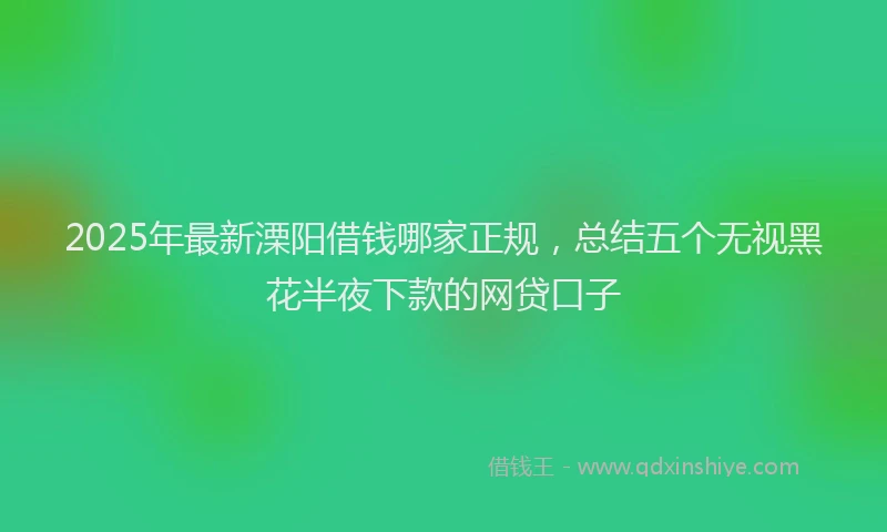 2025年最新溧阳借钱哪家正规，总结五个无视黑花半夜下款的网贷口子