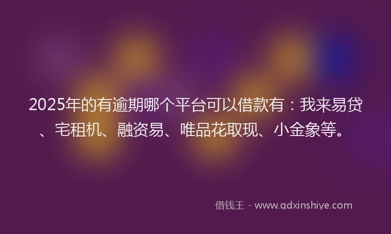 2025年的有逾期哪个平台可以借款有：我来易贷、宅租机、融资易、唯品花取现、小金象等。