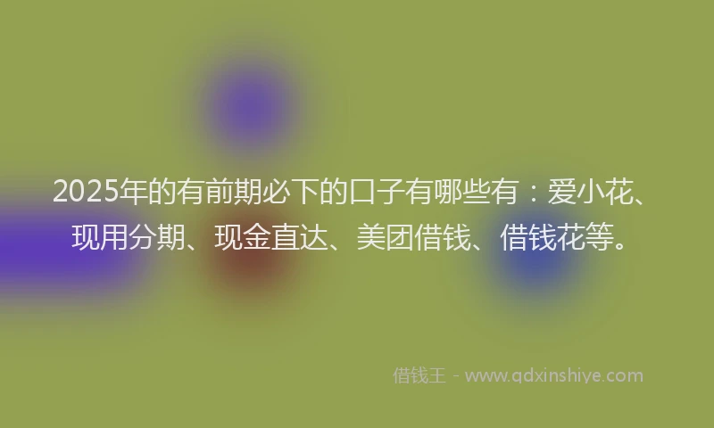 2025年的有前期必下的口子有哪些有：爱小花、现用分期、现金直达、美团借钱、借钱花等。