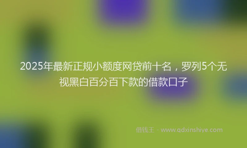 2025年最新正规小额度网贷前十名，罗列5个无视黑白百分百下款的借款口子