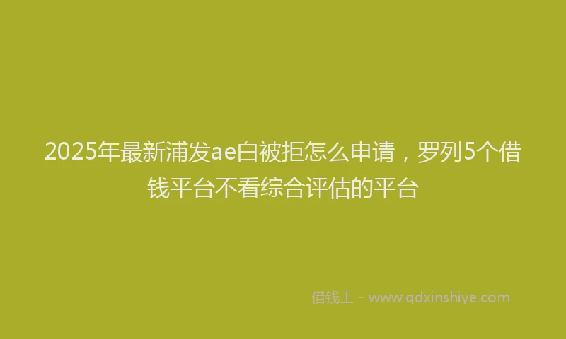 2025年最新浦发ae白被拒怎么申请，罗列5个借钱平台不看综合评估的平台