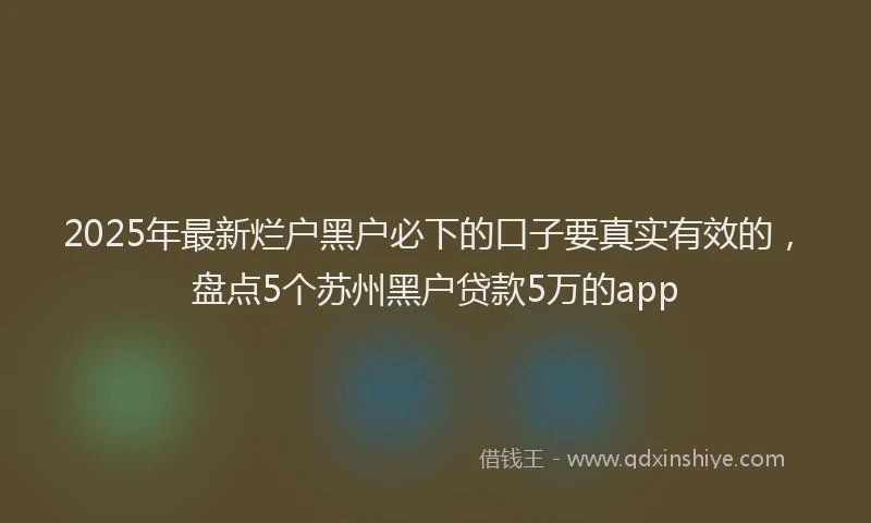 2025年最新烂户黑户必下的口子要真实有效的，盘点5个苏州黑户贷款5万的app