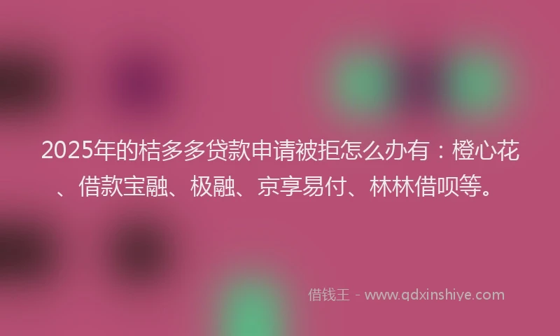 2025年的桔多多贷款申请被拒怎么办有：橙心花、借款宝融、极融、京享易付、林林借呗等。