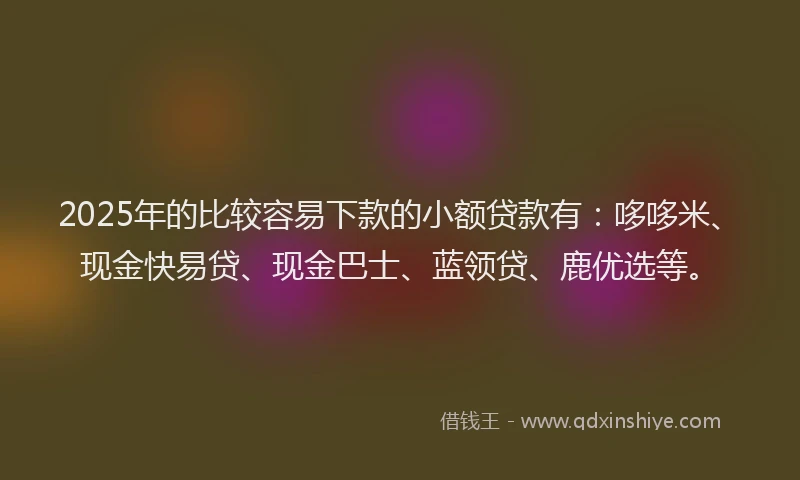 2025年的比较容易下款的小额贷款有：哆哆米、现金快易贷、现金巴士、蓝领贷、鹿优选等。