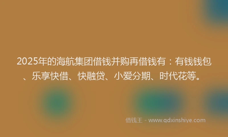 2025年的海航集团借钱并购再借钱有：有钱钱包、乐享快借、快融贷、小爱分期、时代花等。