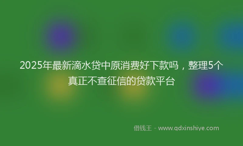 2025年最新滴水贷中原消费好下款吗，整理5个真正不查征信的贷款平台