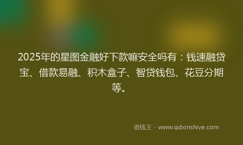 2025年的星图金融好下款嘛安全吗有：钱速融贷宝、借款易融、积木盒子、智贷钱包、花豆分期等。