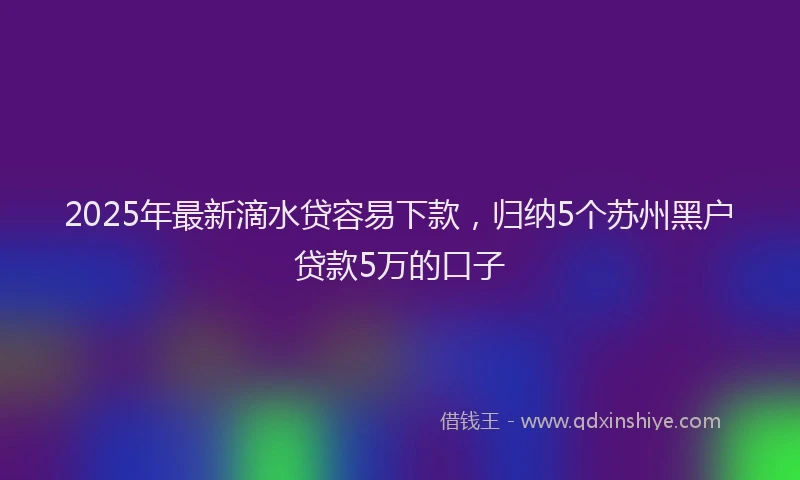 2025年最新滴水贷容易下款，归纳5个苏州黑户贷款5万的口子