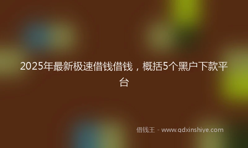 2025年最新极速借钱借钱，概括5个黑户下款平台