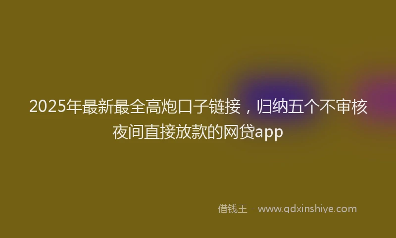 2025年最新最全高炮口子链接，归纳五个不审核夜间直接放款的网贷app