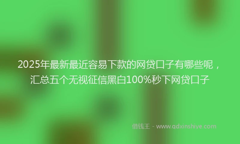 2025年最新最近容易下款的网贷口子有哪些呢，汇总五个无视征信黑白100%秒下网贷口子