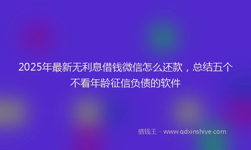 2025年最新无利息借钱微信怎么还款，总结五个不看年龄征信负债的软件