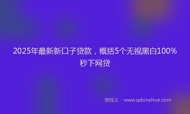 2025年最新新口子贷款，概括5个无视黑白100%秒下网贷