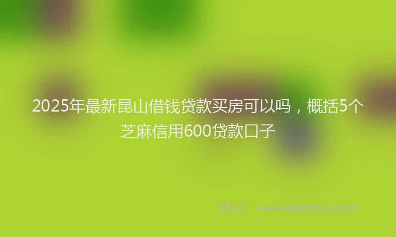 2025年最新昆山借钱贷款买房可以吗，概括5个芝麻信用600贷款口子