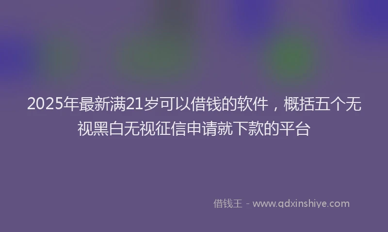 2025年最新满21岁可以借钱的软件，概括五个无视黑白无视征信申请就下款的平台
