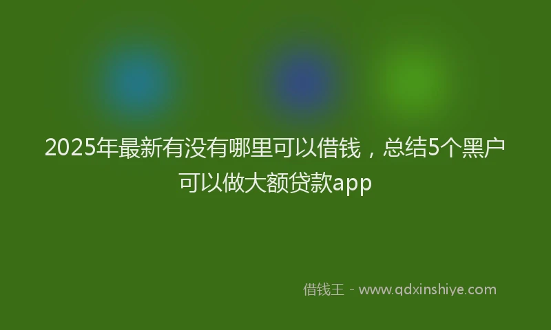 2025年最新有没有哪里可以借钱，总结5个黑户可以做大额贷款app