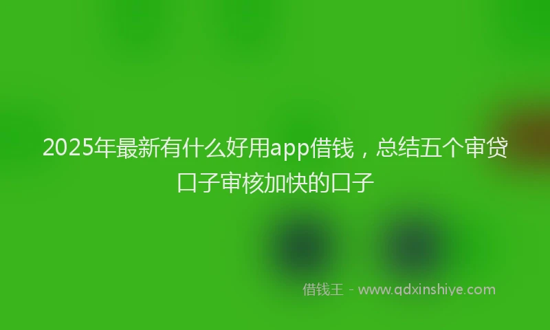 2025年最新有什么好用app借钱，总结五个审贷口子审核加快的口子