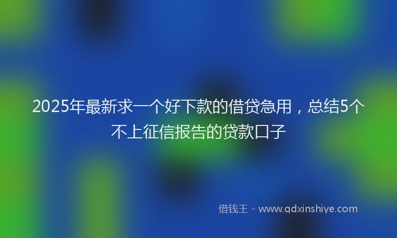 2025年最新求一个好下款的借贷急用，总结5个不上征信报告的贷款口子