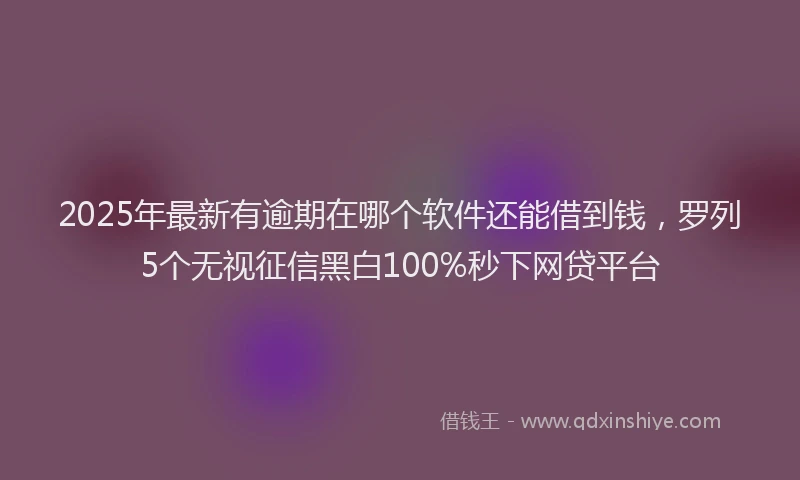 2025年最新有逾期在哪个软件还能借到钱，罗列5个无视征信黑白100%秒下网贷平台