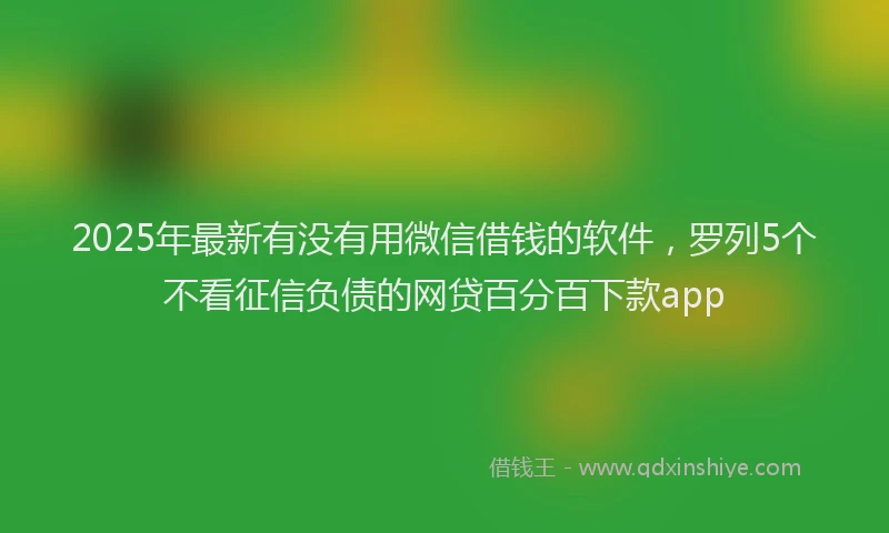 2025年最新有没有用微信借钱的软件，罗列5个不看征信负债的网贷百分百下款app