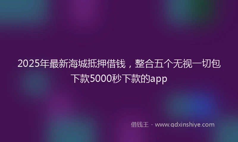 2025年最新海城抵押借钱，整合五个无视一切包下款5000秒下款的app