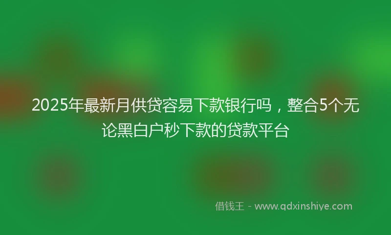 2025年最新月供贷容易下款银行吗，整合5个无论黑白户秒下款的贷款平台