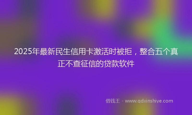 2025年最新民生信用卡激活时被拒，整合五个真正不查征信的贷款软件
