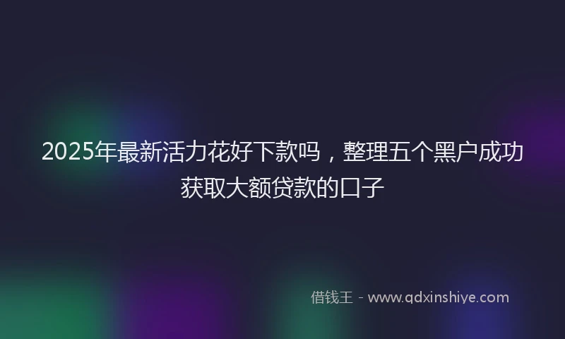 2025年最新活力花好下款吗，整理五个黑户成功获取大额贷款的口子