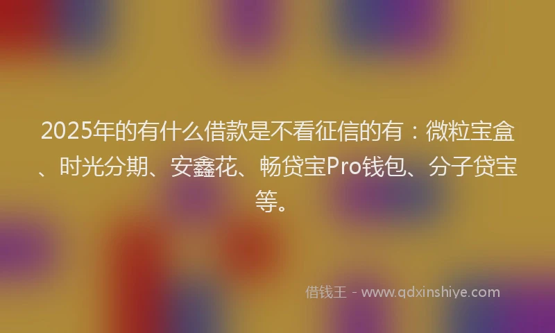 2025年的有什么借款是不看征信的有：微粒宝盒、时光分期、安鑫花、畅贷宝Pro钱包、分子贷宝等。